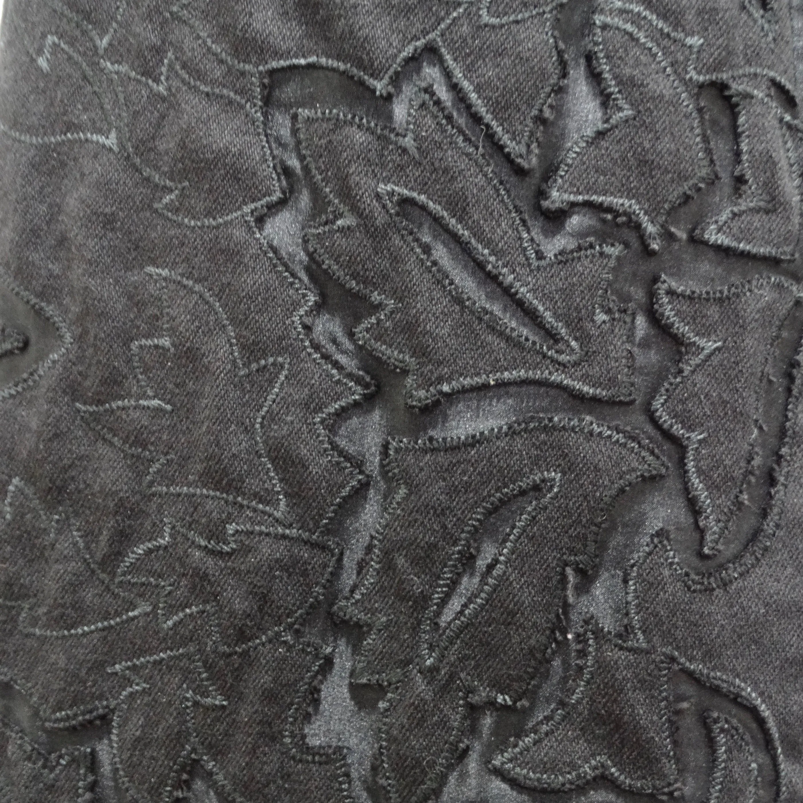 Roberto Cavalli 90s Black Denim Lace Jeans