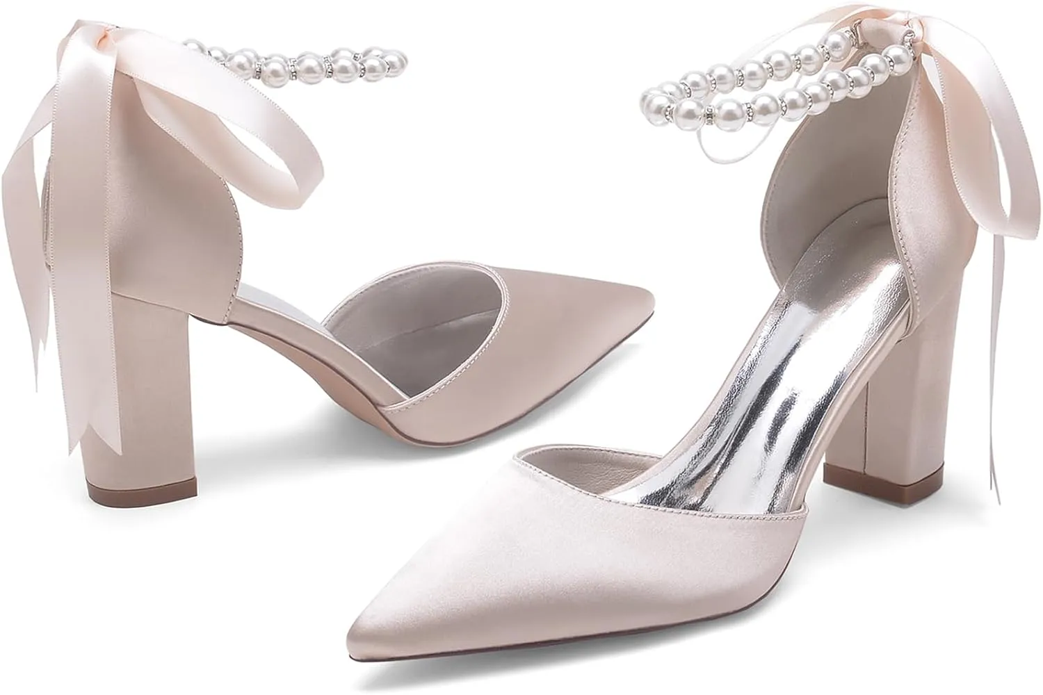 Roimaash Elegant Peep Toe Wedding Sandals Criss Cross Block High Heels