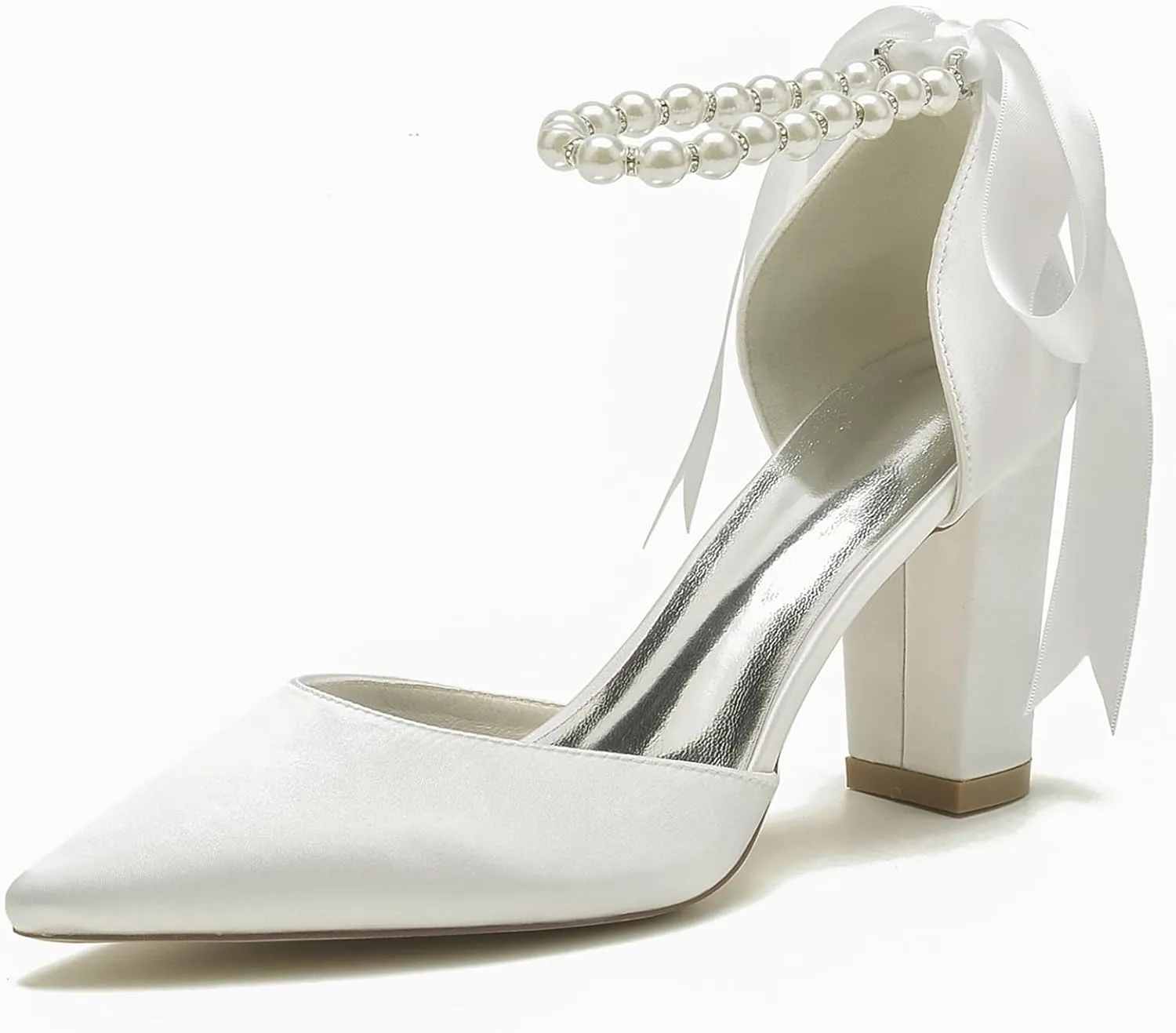 Roimaash Elegant Peep Toe Wedding Sandals Criss Cross Block High Heels