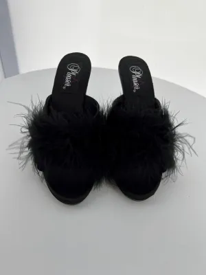ROMANCE-04 Pleaser Blk Satin High Heel Alternative Footwear Discontinued Sale Stock