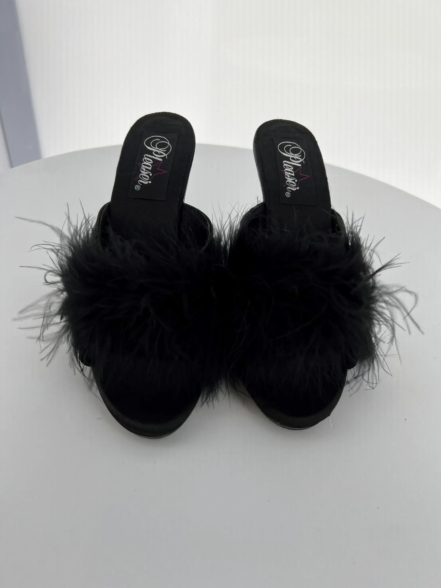 ROMANCE-04 Pleaser Blk Satin High Heel Alternative Footwear Discontinued Sale Stock