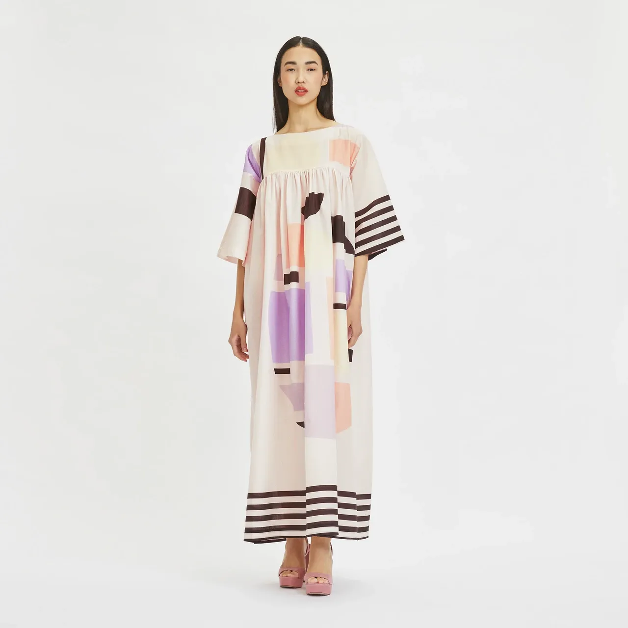 Rose Pink Cotton Maxi Dress