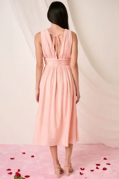 Ruched Sleeveless Midi Dress