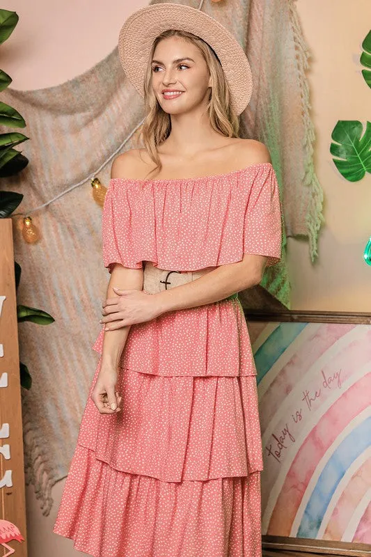 Ruffled Layer Off The Shoulder Dress