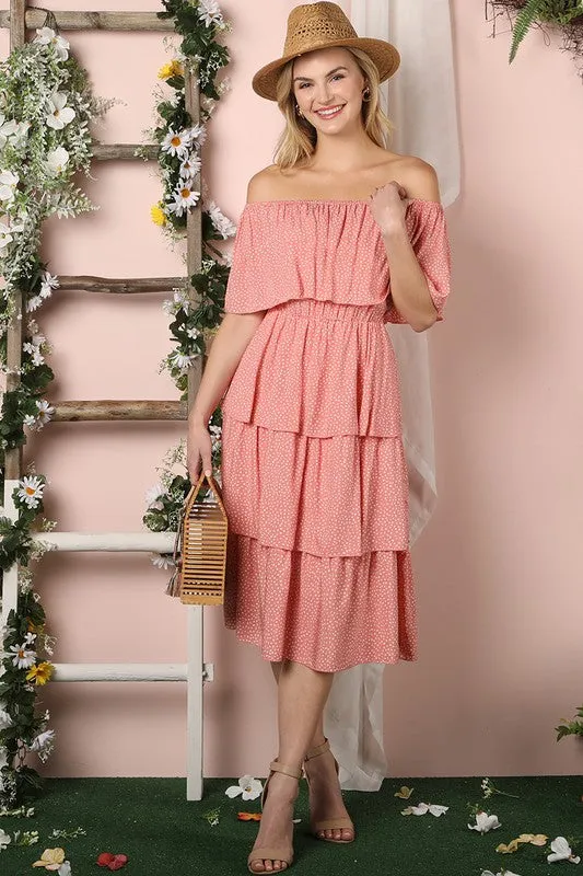 Ruffled Layer Off The Shoulder Dress