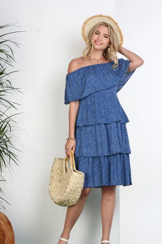 Ruffled Layer Off The Shoulder Dress