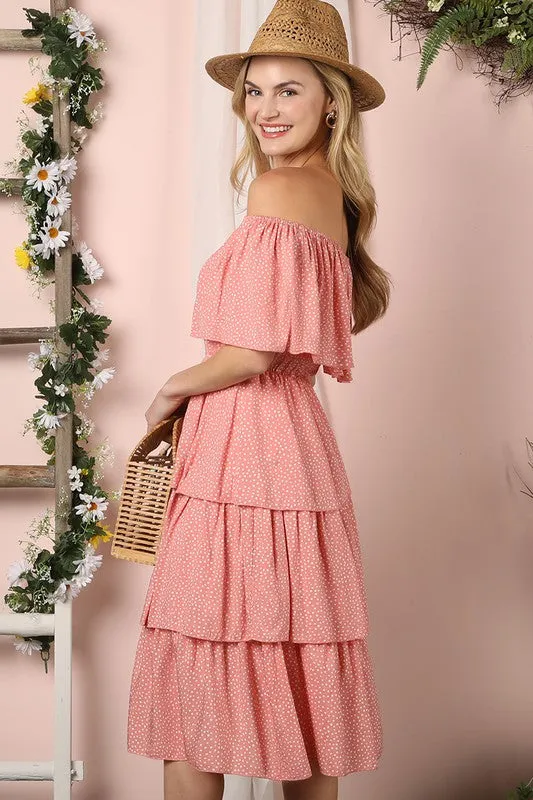 Ruffled Layer Off The Shoulder Dress