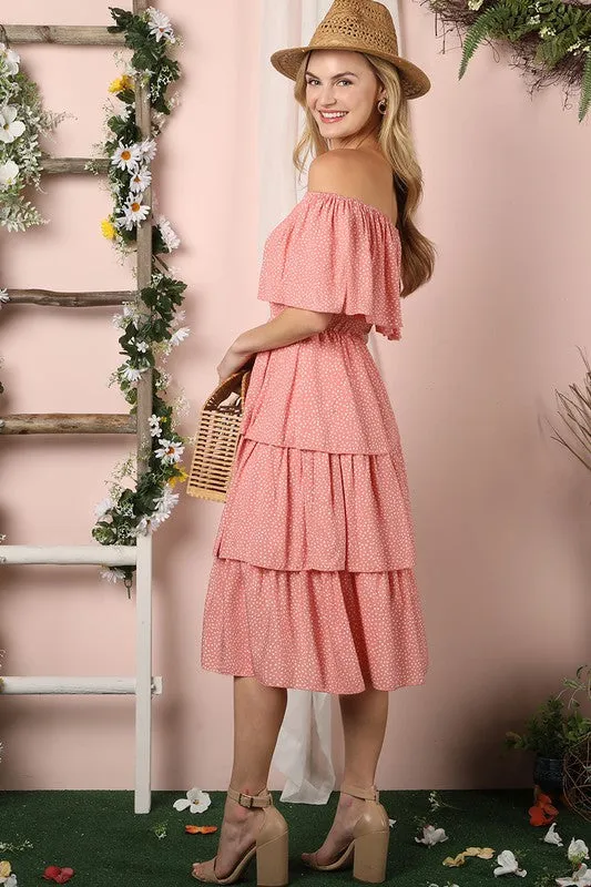Ruffled Layer Off The Shoulder Dress