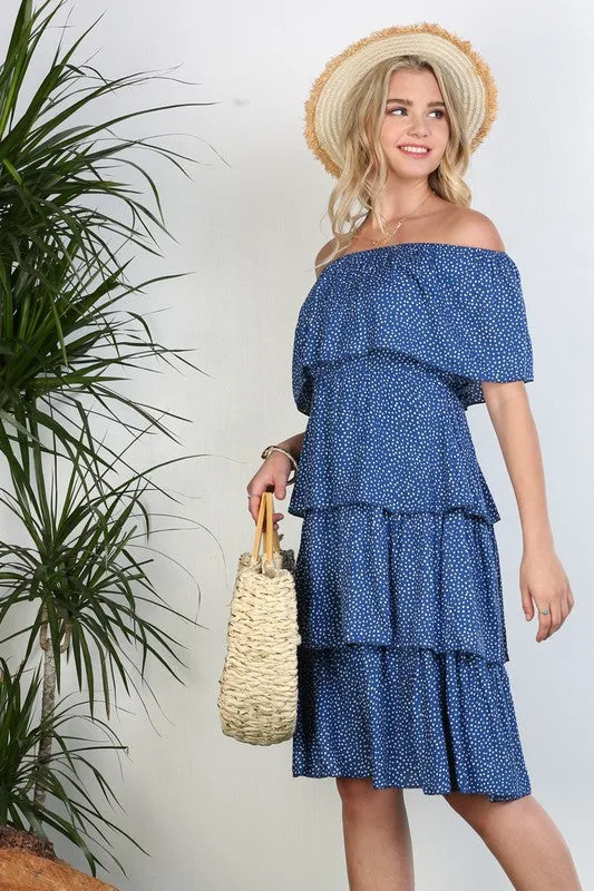 Ruffled Layer Off The Shoulder Dress