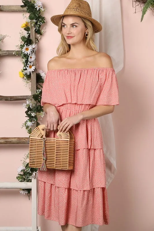 Ruffled Layer Off The Shoulder Dress