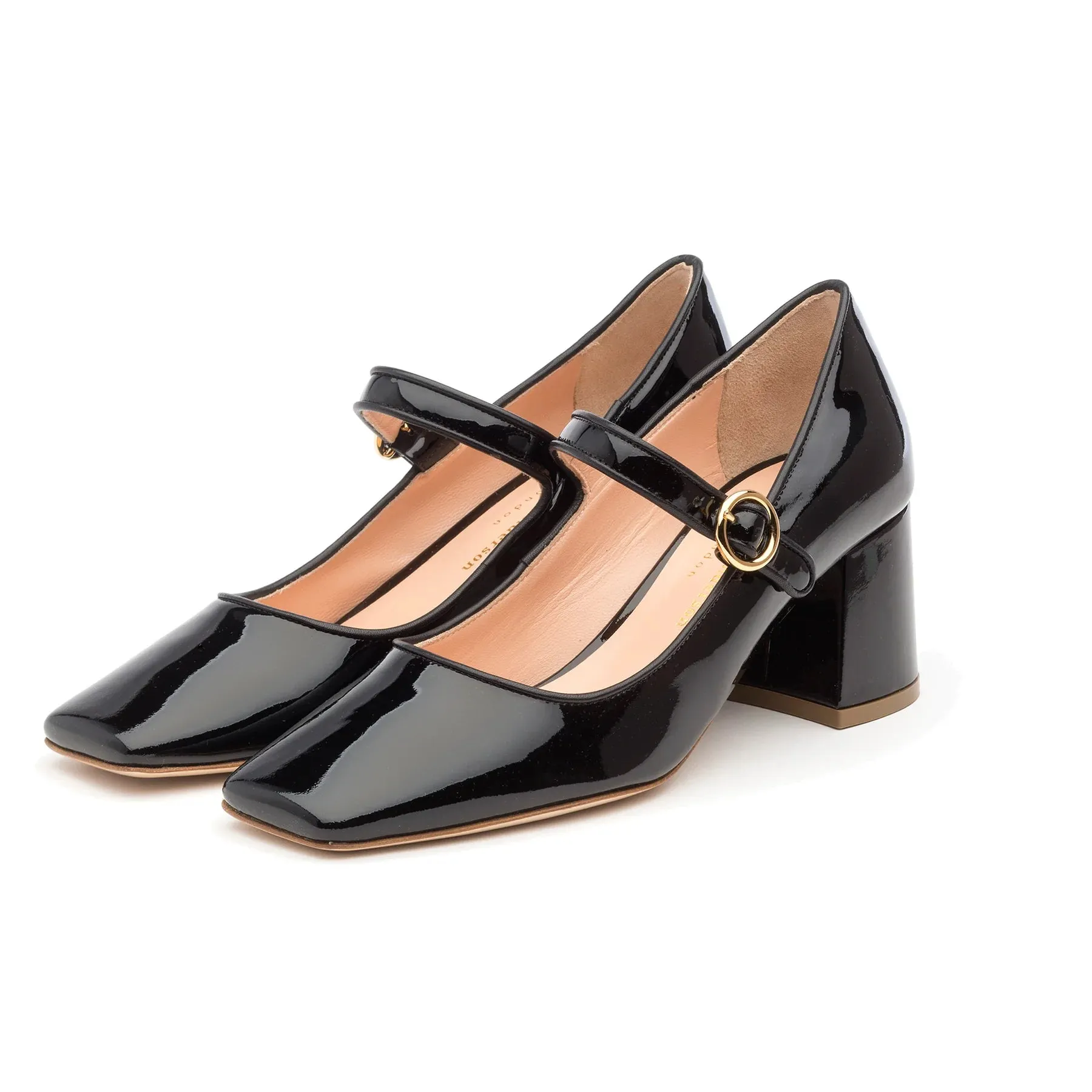 Rupert Sanderson Carmen Black Patent Block Heels