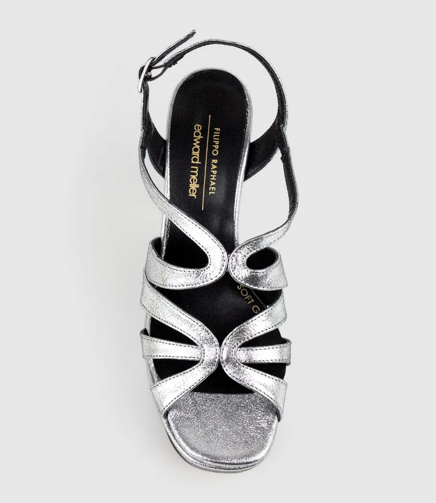 RYLLA115 Caged Platform Sandal in Silver