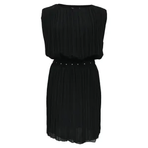 Saint Laurent Pleated Mini Dress in Black Silk
