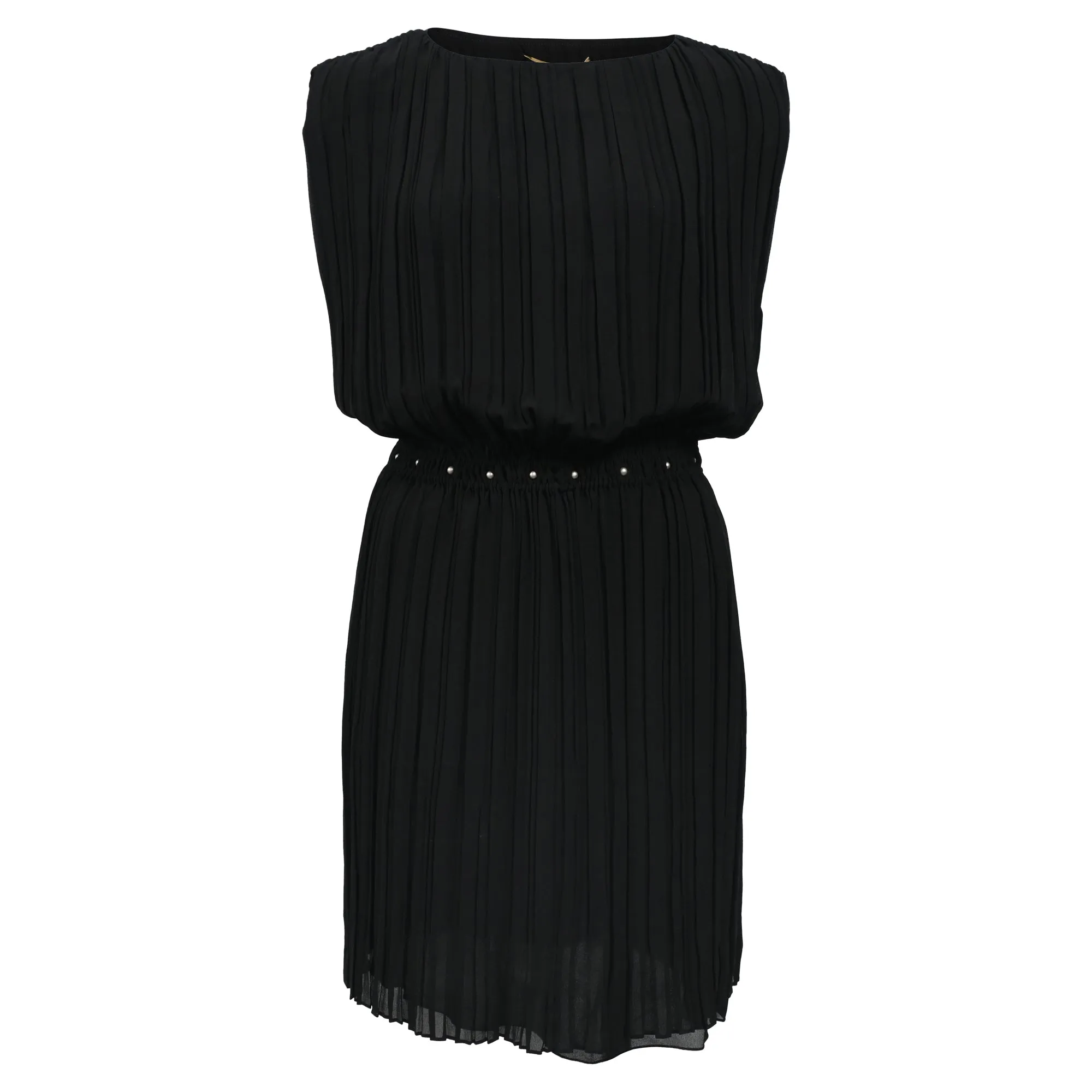 Saint Laurent Pleated Mini Dress in Black Silk