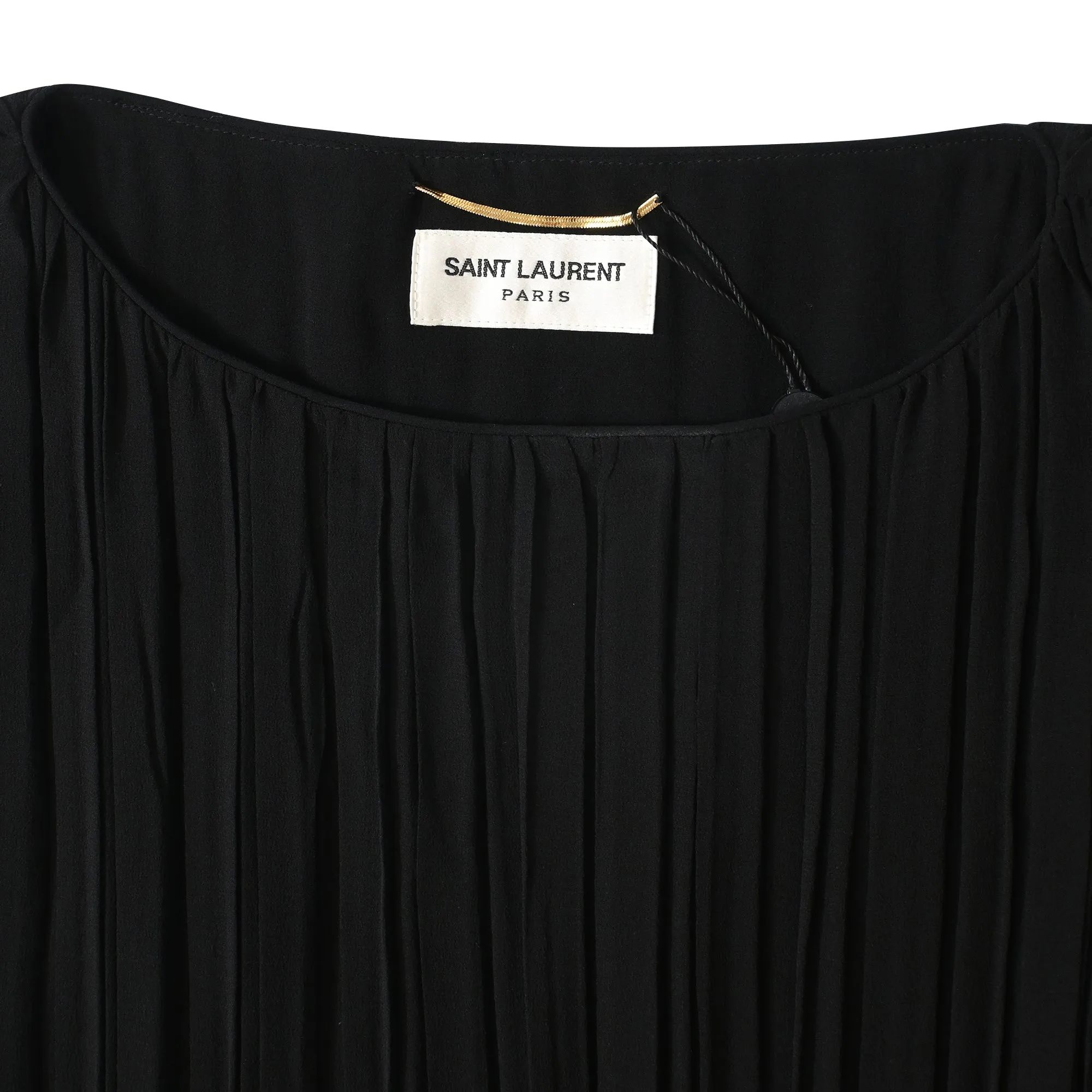 Saint Laurent Pleated Mini Dress in Black Silk