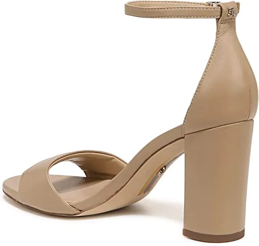Sam Edelman Robyn Beige Buckled Ankle Strap Open Toe High Block Heel Sandals
