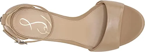 Sam Edelman Robyn Beige Buckled Ankle Strap Open Toe High Block Heel Sandals