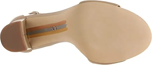 Sam Edelman Robyn Beige Buckled Ankle Strap Open Toe High Block Heel Sandals