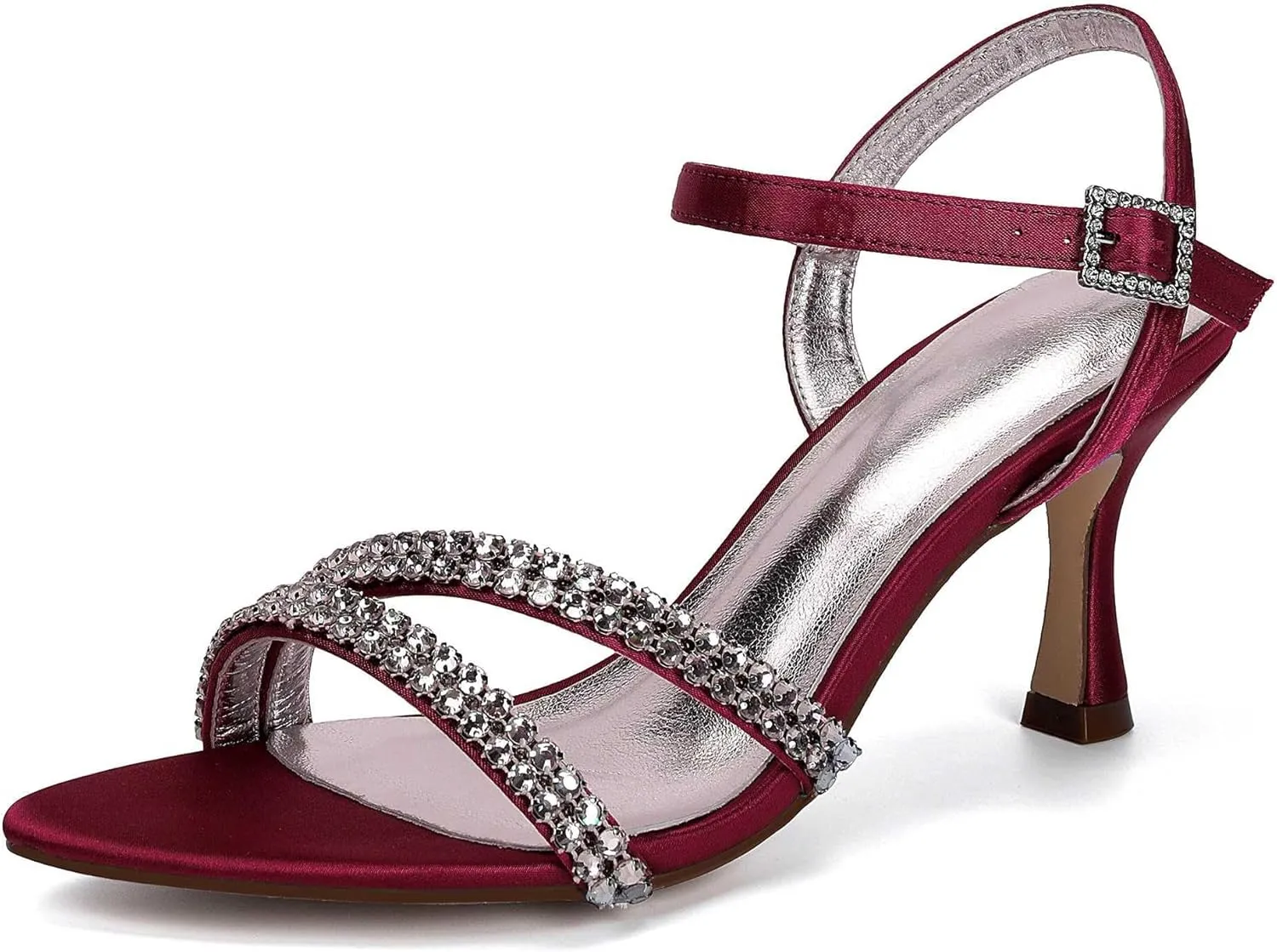 Sandal For Women Bridal Heels Sandals For Women Wide Width Crystal Wedding Shoes For Bride Low Heel Comfortable Pump For Prom Party