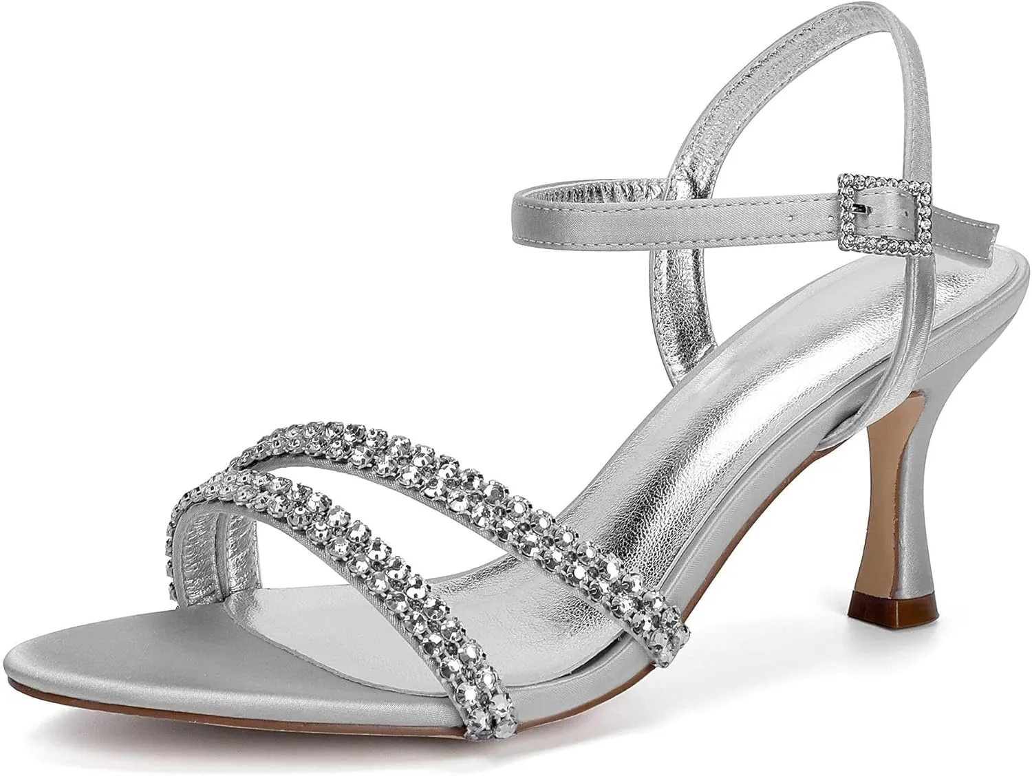 Sandal For Women Bridal Heels Sandals For Women Wide Width Crystal Wedding Shoes For Bride Low Heel Comfortable Pump For Prom Party