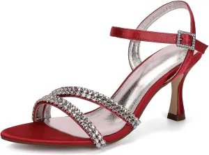 Sandal For Women Bridal Heels Sandals For Women Wide Width Crystal Wedding Shoes For Bride Low Heel Comfortable Pump For Prom Party