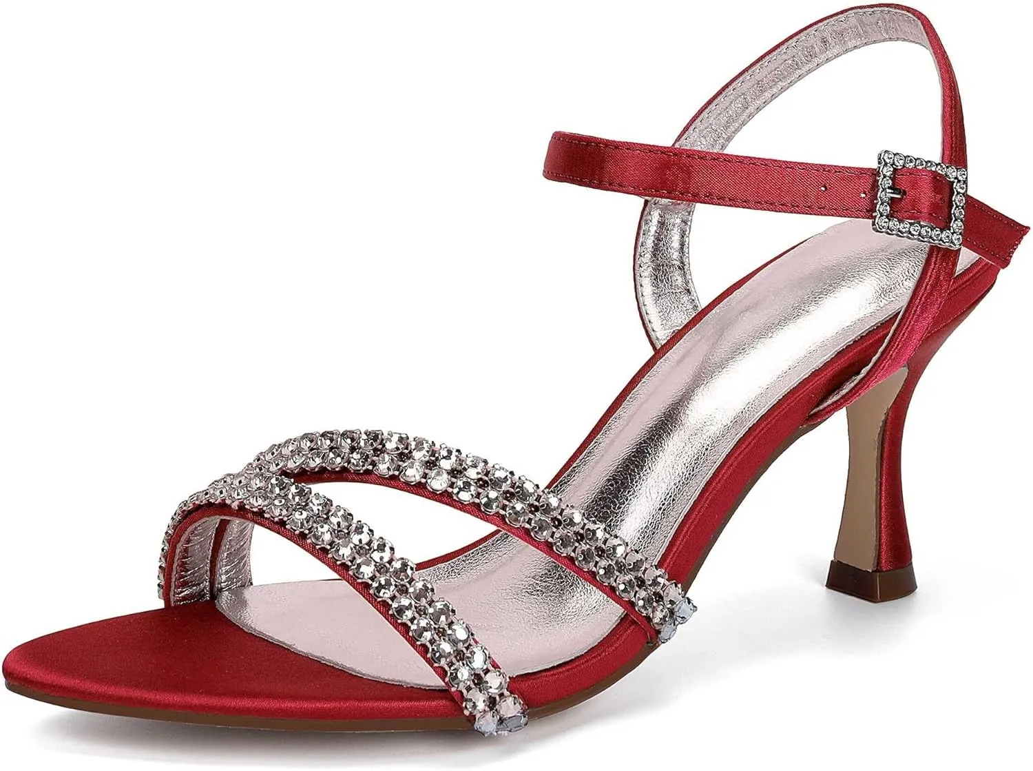 Sandal For Women Bridal Heels Sandals For Women Wide Width Crystal Wedding Shoes For Bride Low Heel Comfortable Pump For Prom Party