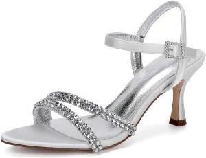 Sandal For Women Bridal Heels Sandals For Women Wide Width Crystal Wedding Shoes For Bride Low Heel Comfortable Pump For Prom Party