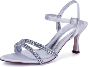 Sandal For Women Bridal Heels Sandals For Women Wide Width Crystal Wedding Shoes For Bride Low Heel Comfortable Pump For Prom Party