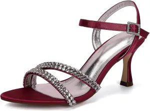 Sandal For Women Bridal Heels Sandals For Women Wide Width Crystal Wedding Shoes For Bride Low Heel Comfortable Pump For Prom Party