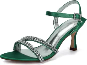 Sandal For Women Bridal Heels Sandals For Women Wide Width Crystal Wedding Shoes For Bride Low Heel Comfortable Pump For Prom Party