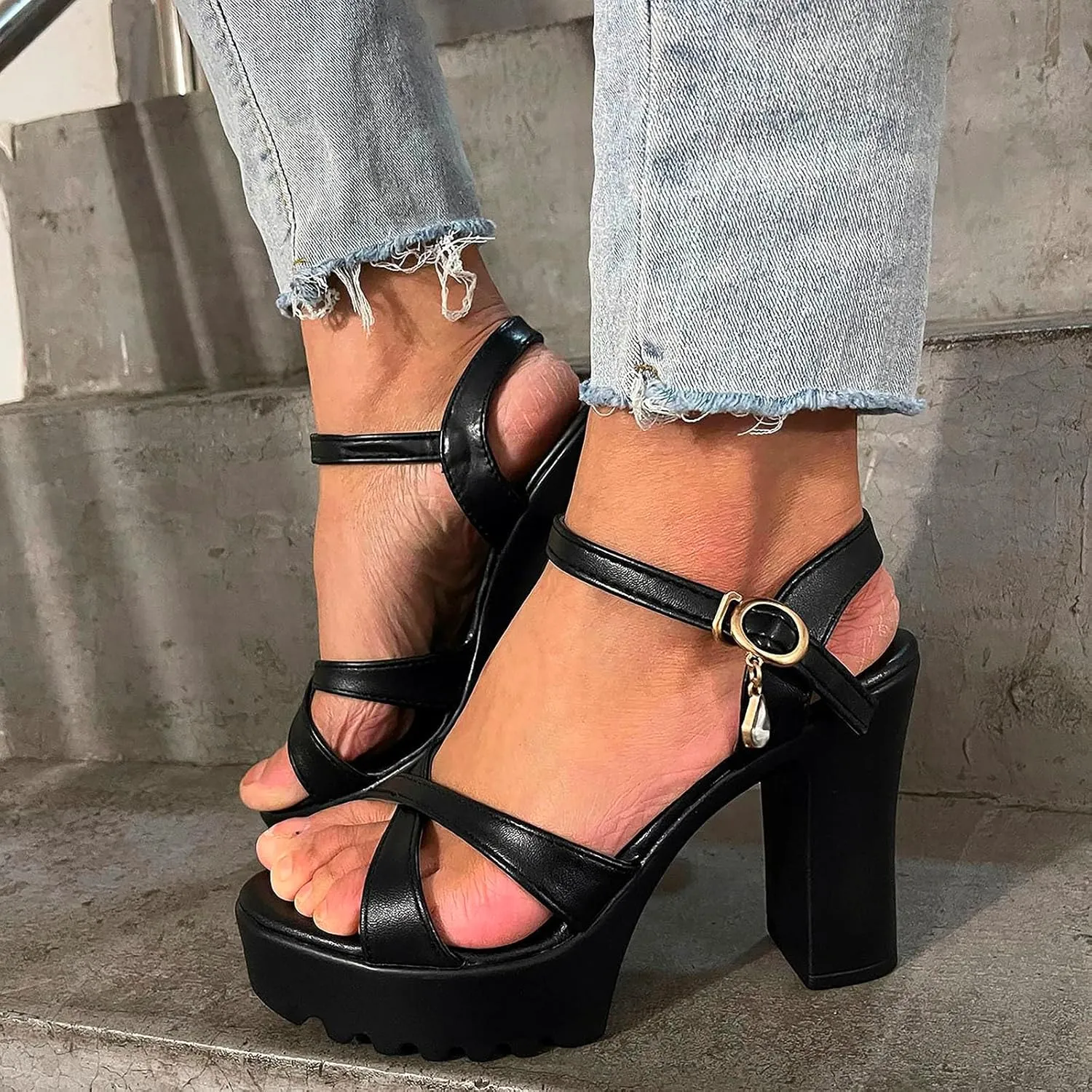 Sandal Heels for Women Chunky Heels for Women Chunk Low Heel Chunk High Heel Sandals Buckle Stylish Sandal