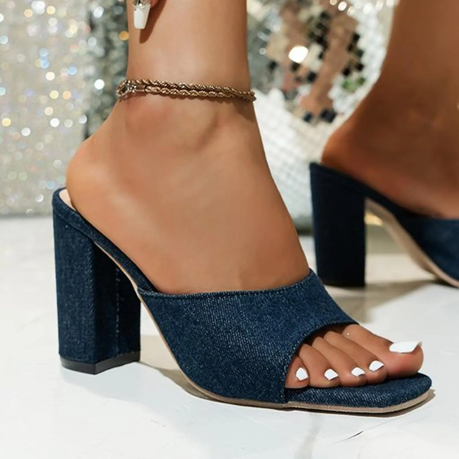 Sandal Heels for Women Chunky Heels for Women Comfortable Buckle Sandal Ankle Strap for Prom Party Daily Wear Sandals