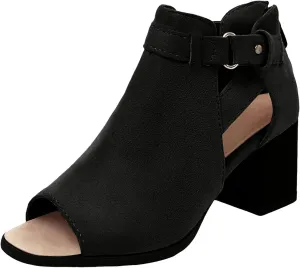 Sandal Heels Shoes for Women Sexy Women's Block Heels Boots Zip Back Ankle Strap Comfortable Open Toe Apparel Shoe