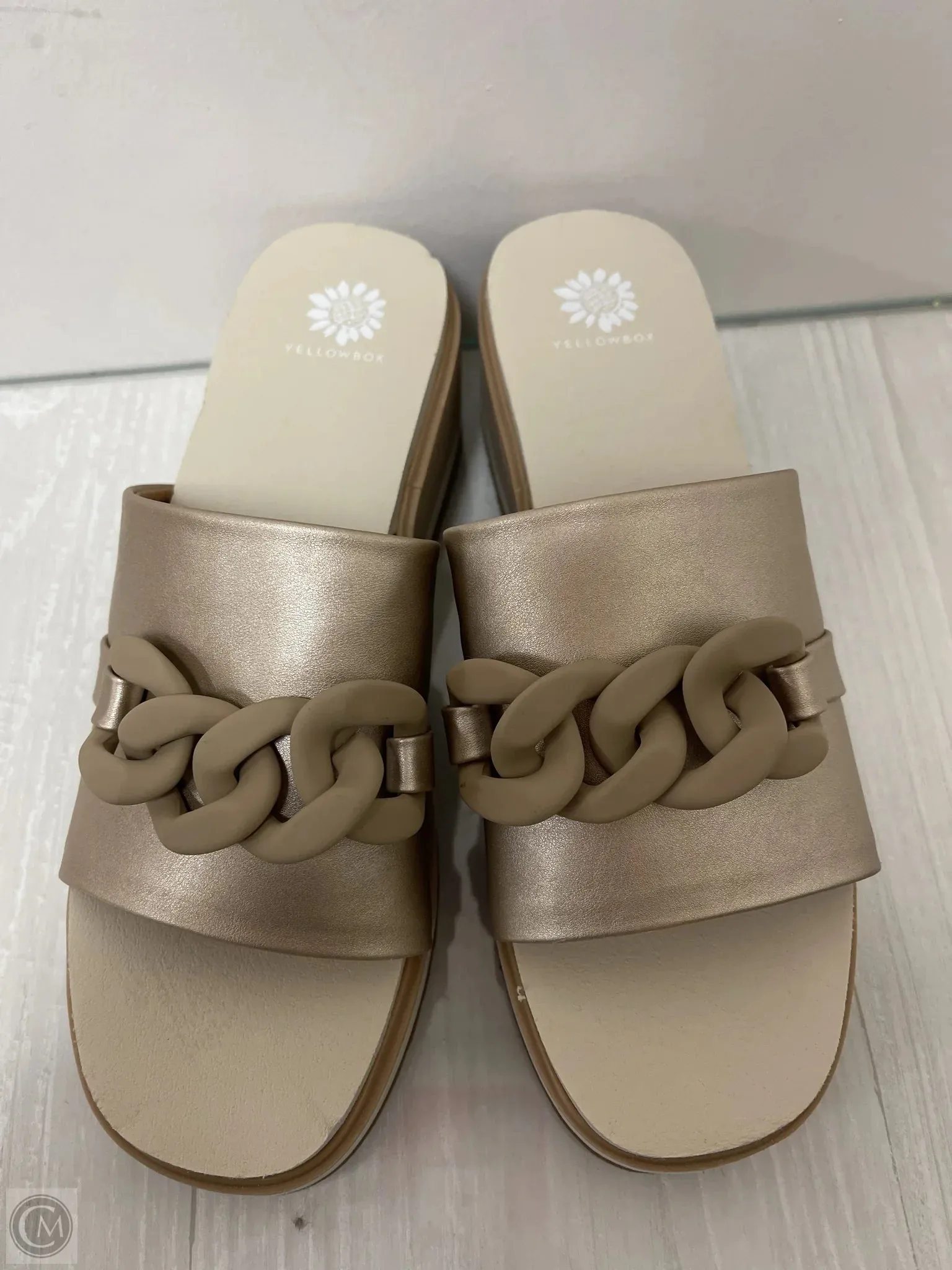 Sandals Heels Platform By Yellow Box In Gold, Size: 9