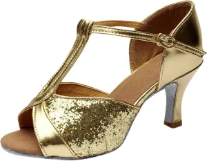 Sandals Women Latin Dance Shoes Heeled Ballroom Tango Party Heels Performance Practice Dance Shoes Latin Dance Sandals