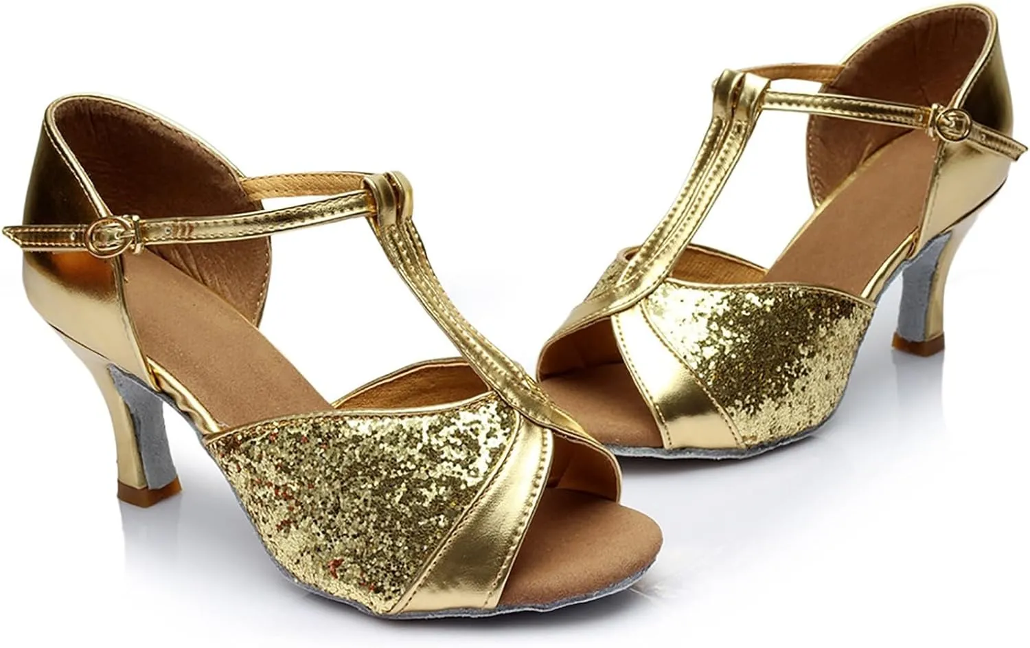 Sandals Women Latin Dance Shoes Heeled Ballroom Tango Party Heels Performance Practice Dance Shoes Latin Dance Sandals
