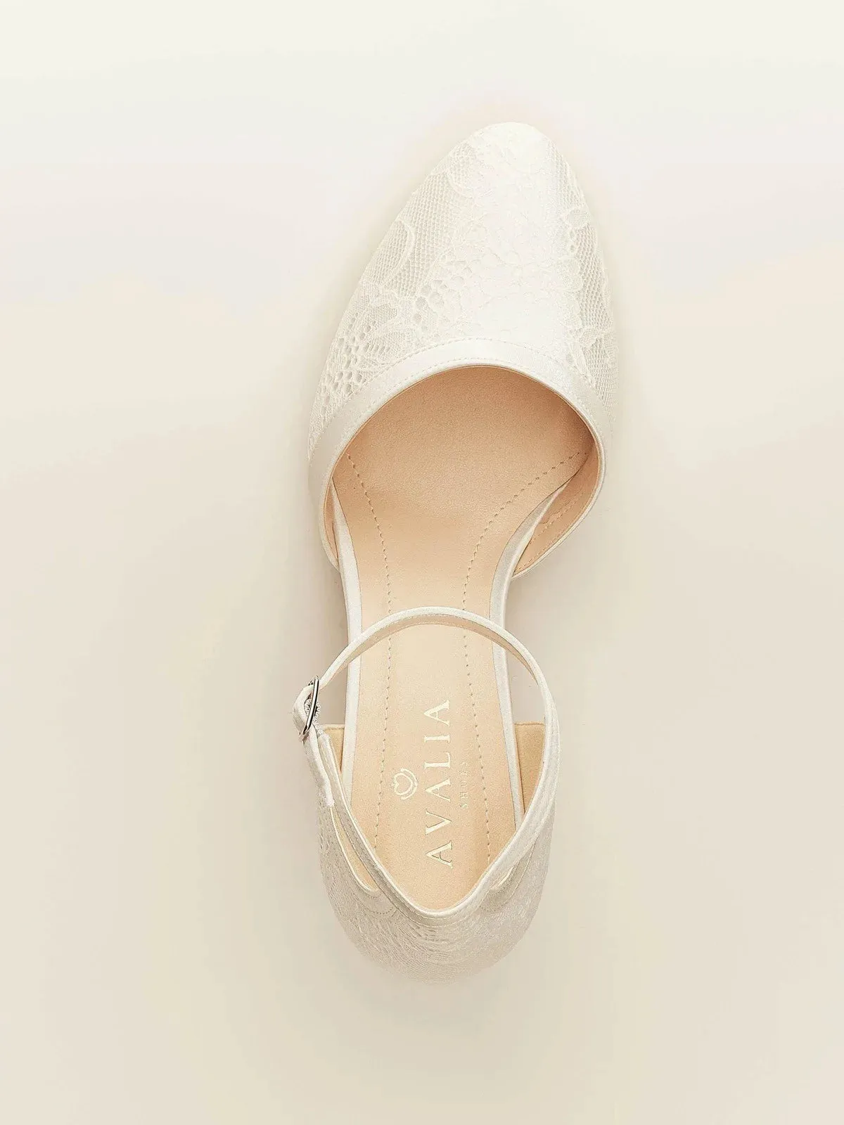 Satin & Lace Wedding Shoe, Low Heel Bridal Shoe, KATI