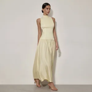 Satin Backless Slim Fit Maxi Dress