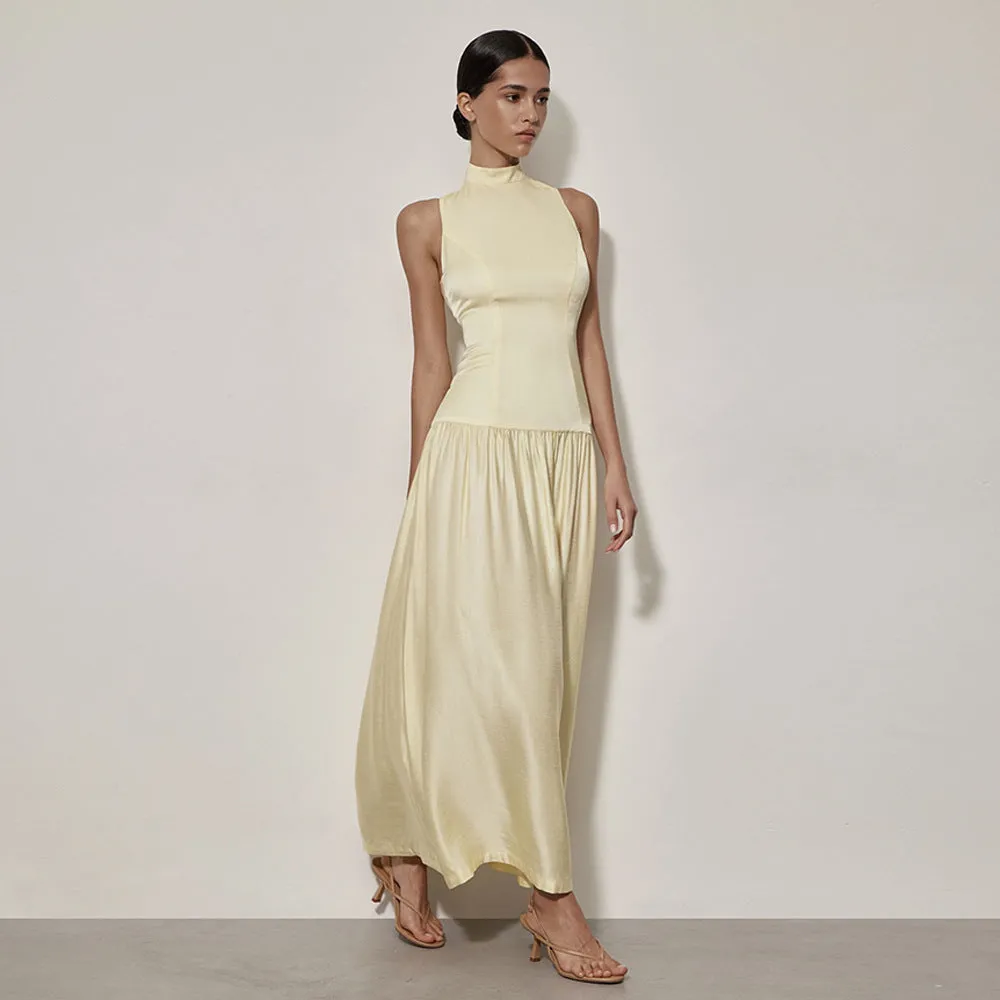 Satin Backless Slim Fit Maxi Dress
