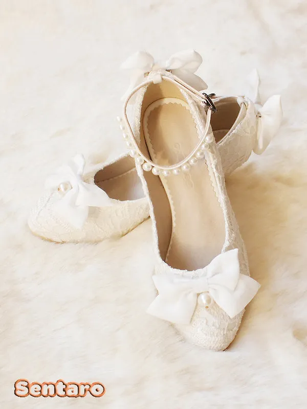 Sentaro Lace Bow Wedding Lolita Shoes Multicolors