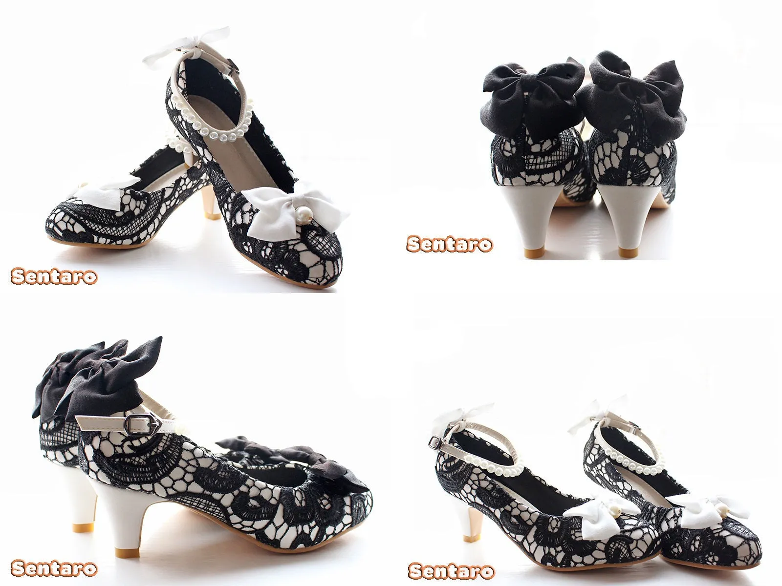 Sentaro Lace Bow Wedding Lolita Shoes Multicolors