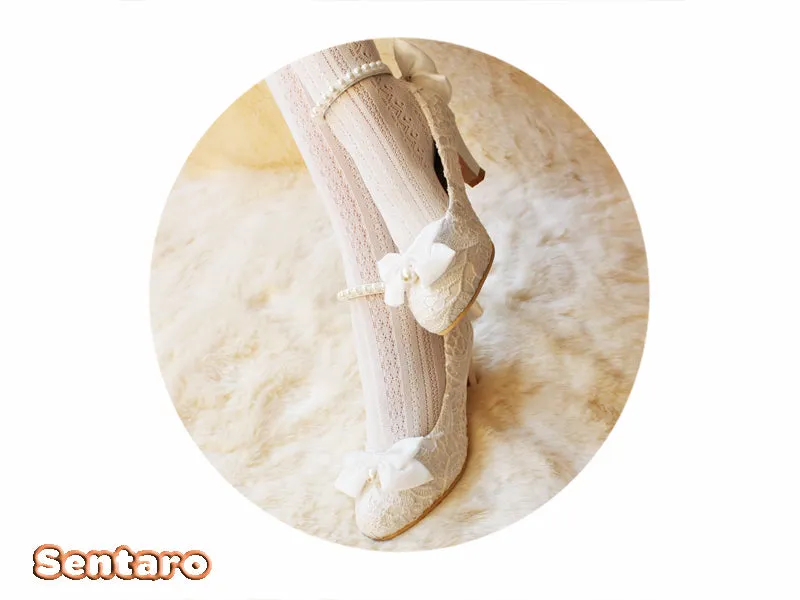 Sentaro Lace Bow Wedding Lolita Shoes Multicolors