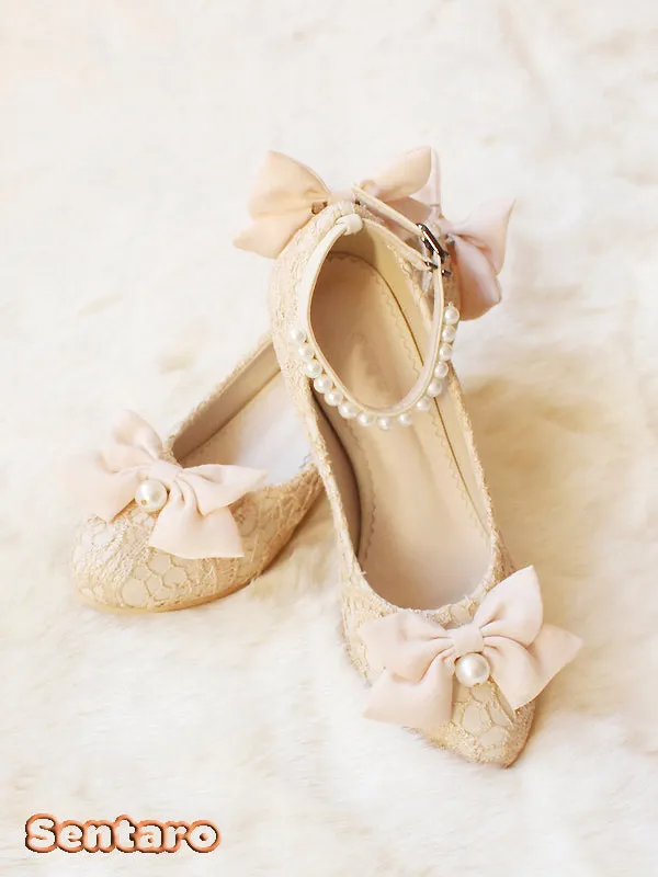 Sentaro Lace Bow Wedding Lolita Shoes Multicolors