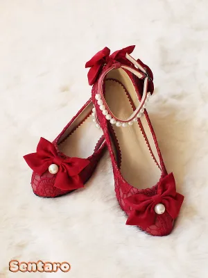 Sentaro Lace Bow Wedding Lolita Shoes Multicolors
