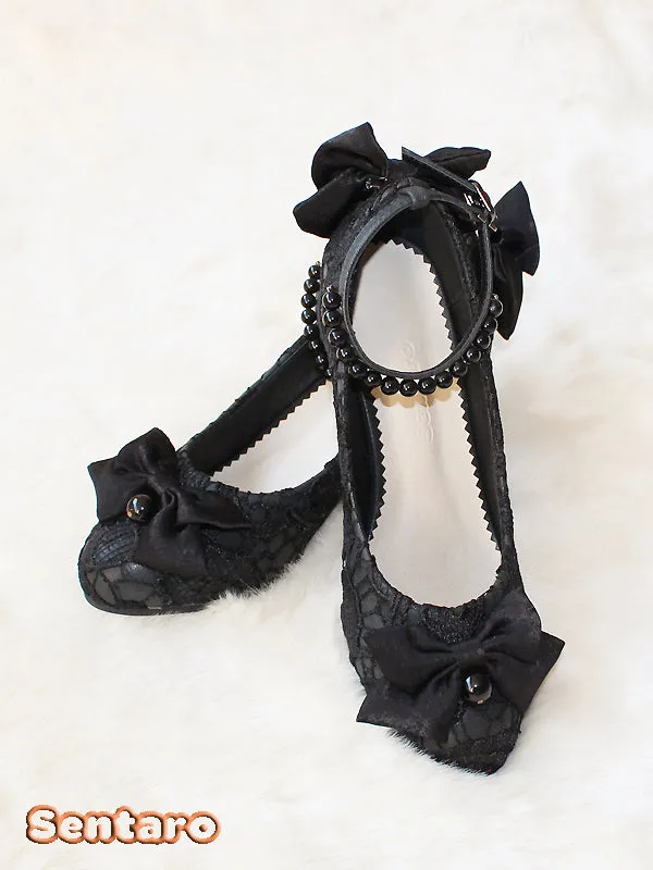 Sentaro Lace Bow Wedding Lolita Shoes Multicolors