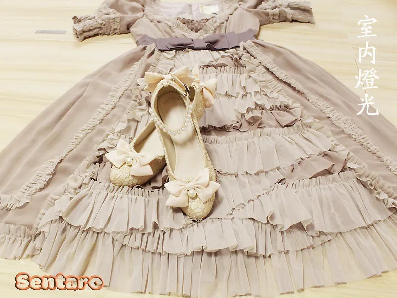 Sentaro Lace Bow Wedding Lolita Shoes Multicolors