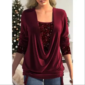 Shine Bright in the INPETAL Sequin Blouse - Your Luxurious Choice for Spring and Autumn Events