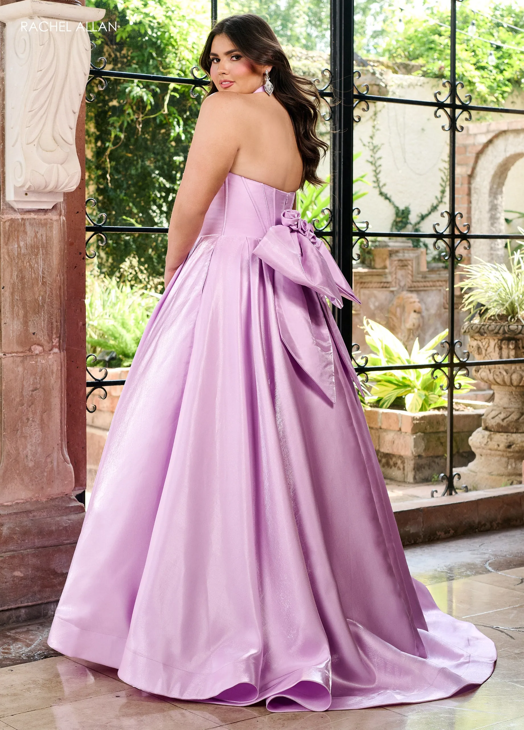 Shiny Satin Strapless A-line Gown by Rachel Allan 70781