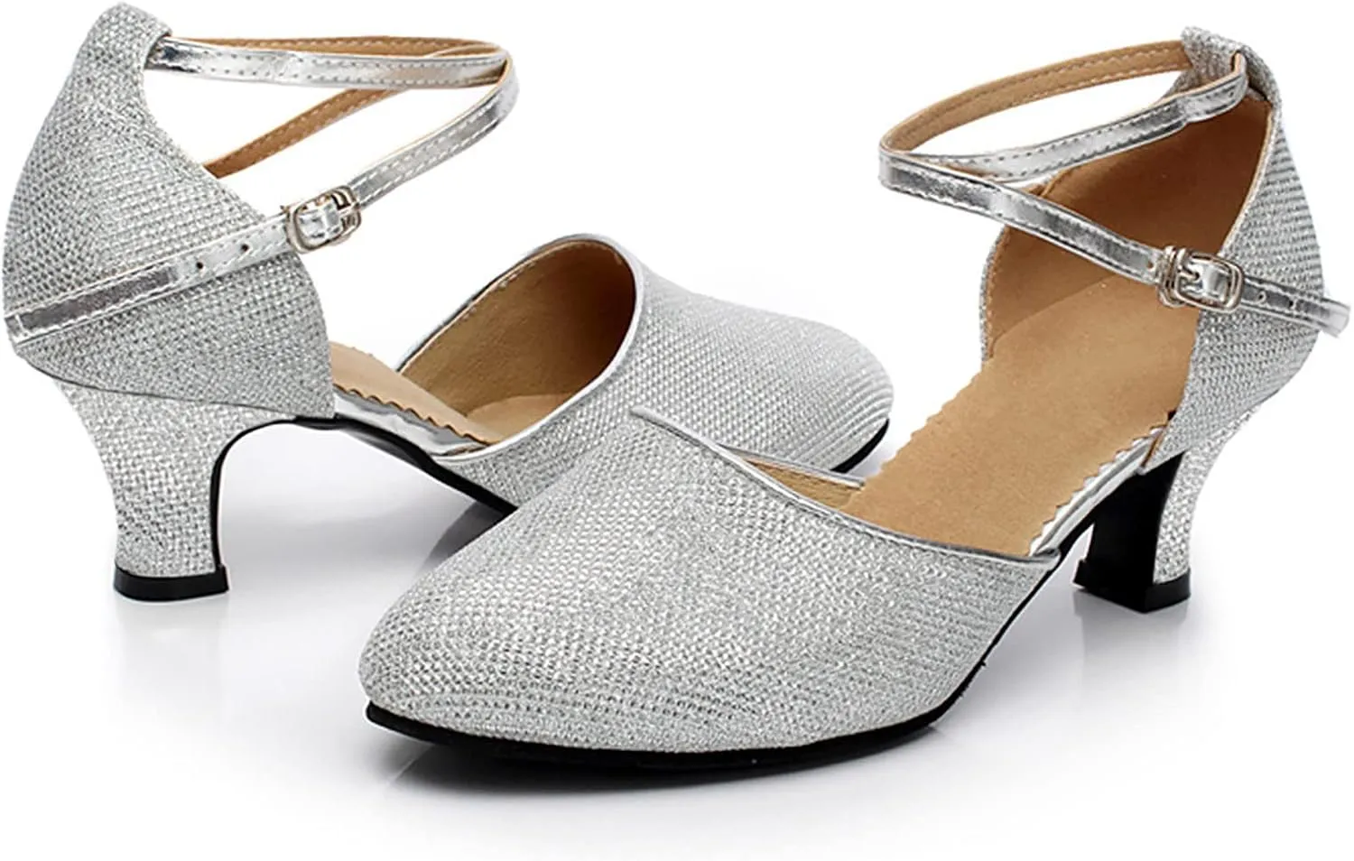 Shoe Latin Ballroom Women's Sequins Social Dance Shoes Tango Shoes Dancing Women's Middle Comfortable Sandals