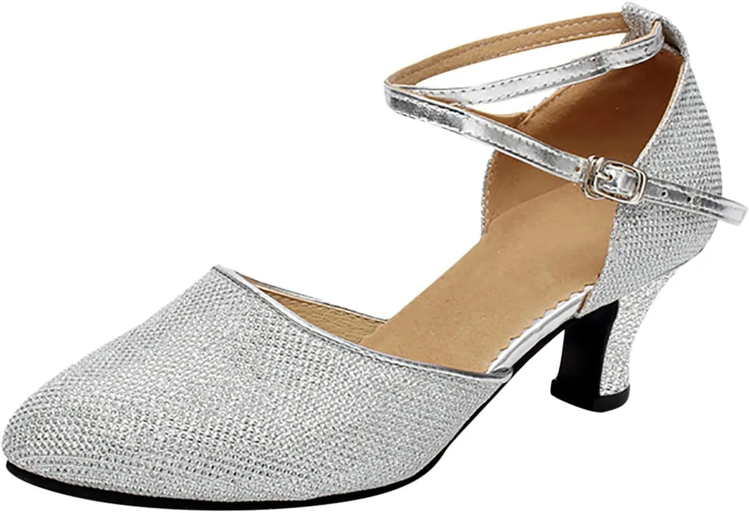 Shoe Latin Ballroom Women's Sequins Social Dance Shoes Tango Shoes Dancing Women's Middle Comfortable Sandals